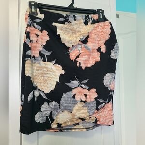 Paris to Lena Black Floral Stretch Bodycon Elastic Waist Striped Mini Skirt